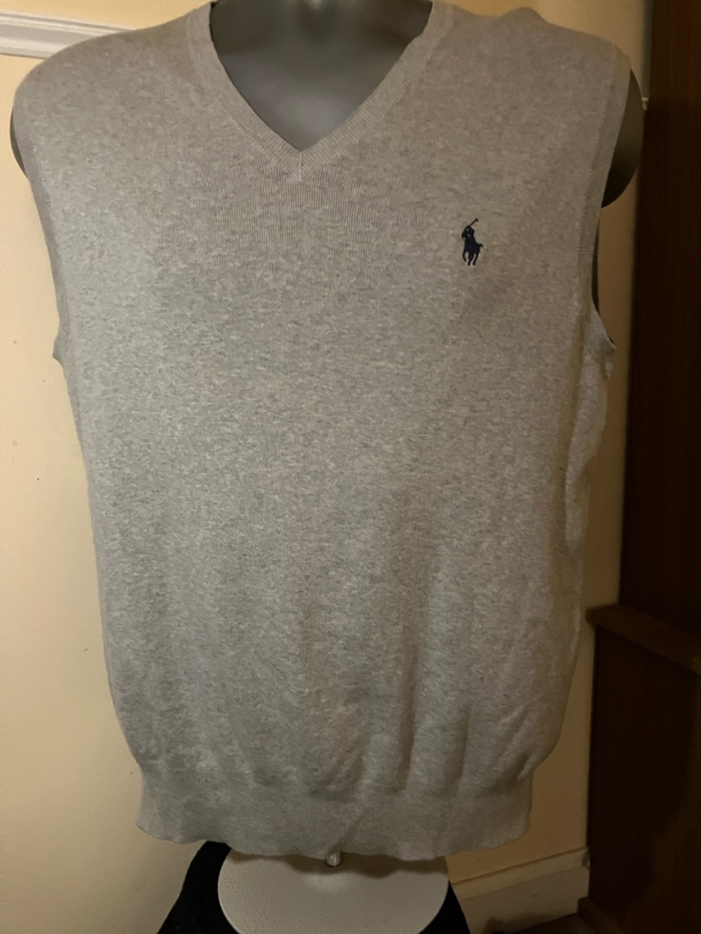 Polo by Ralph Lauren Light Gray V-Neck Sweater Vest with Navy Pony